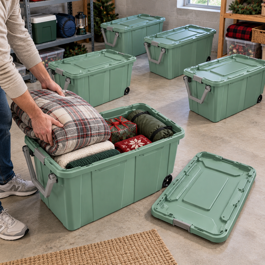 Gallon Wheeled Industrial Storage Totes with Latch Lids